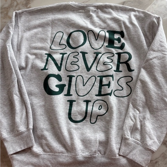 Gildan Gray Crewneck Sweater with Inspirational Print - Picture 3 of 5